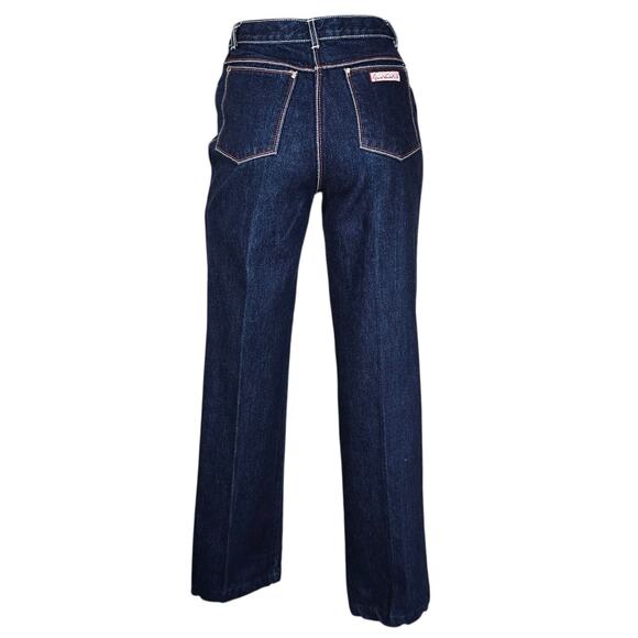 Vintage 70s Gloria Vanderbilt by Murjani Iconic Red White Stitch Dark Wash Jeans - Picture 8 of 16